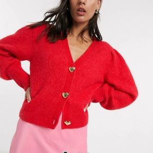 & OTHER STORIES Heart Button Alpaca Blend Cardigan